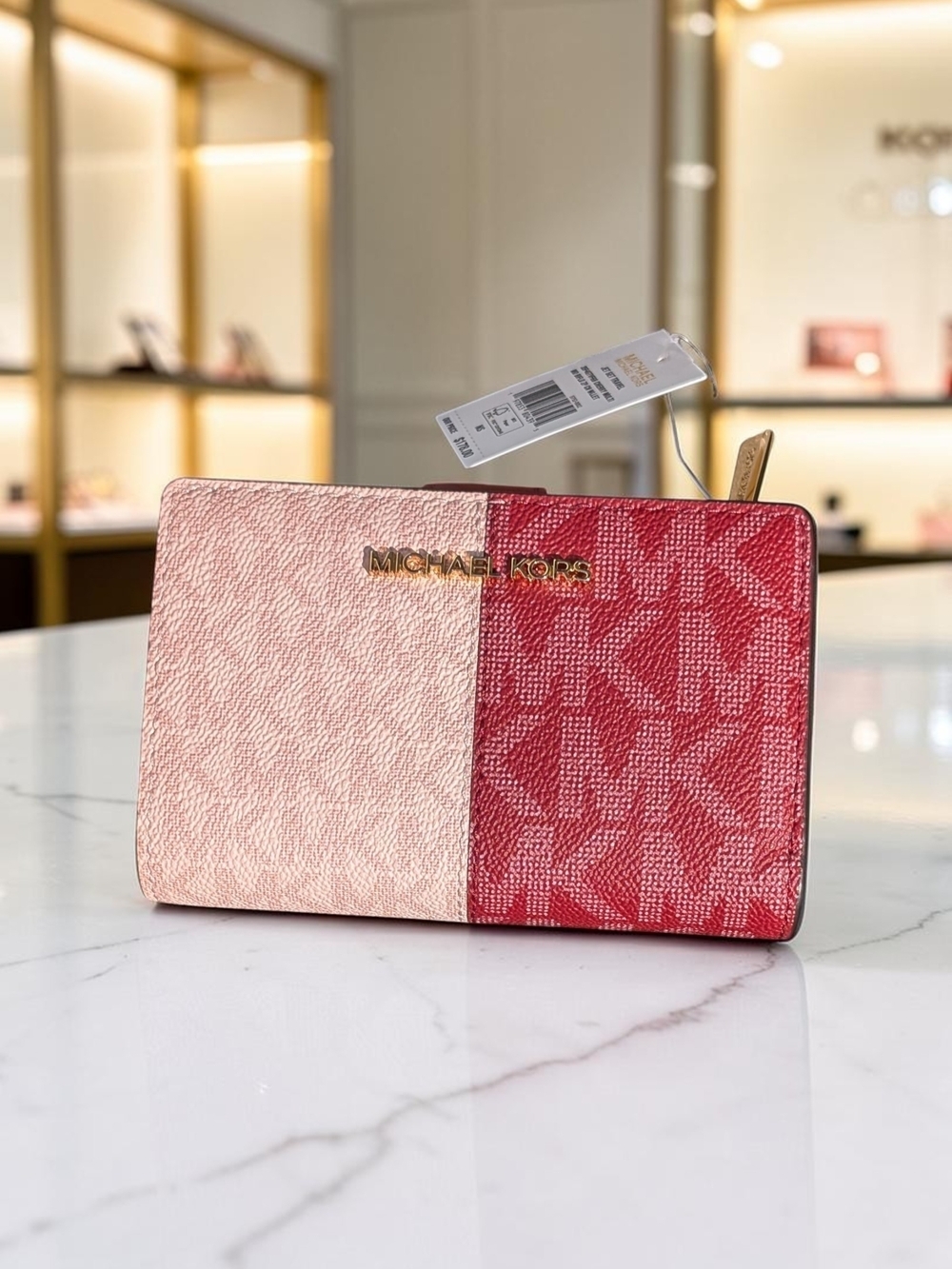 Michael Kors Jet Set Travel Medium Bifold Zip Coin Wallet Cherry Multi (NWT)